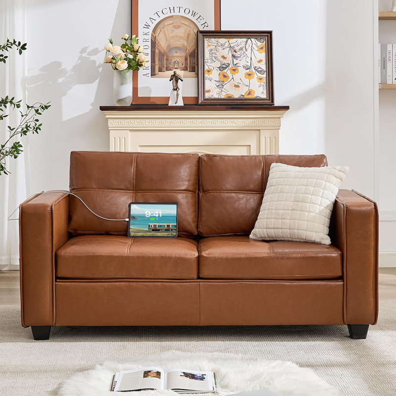 65" Modern Sofa, Brown