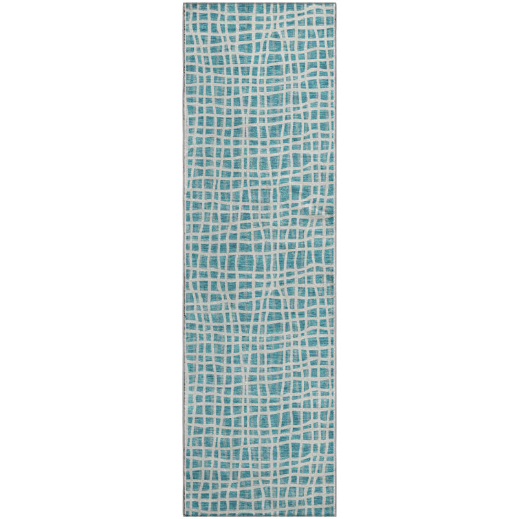 Premium Machine Washable Prisco Teal Rug