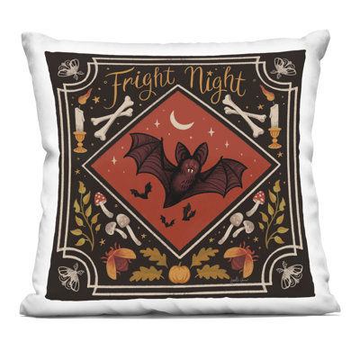 Conception de coussin décoratif Fright Night Bat & Botanicals par Janelle Penner