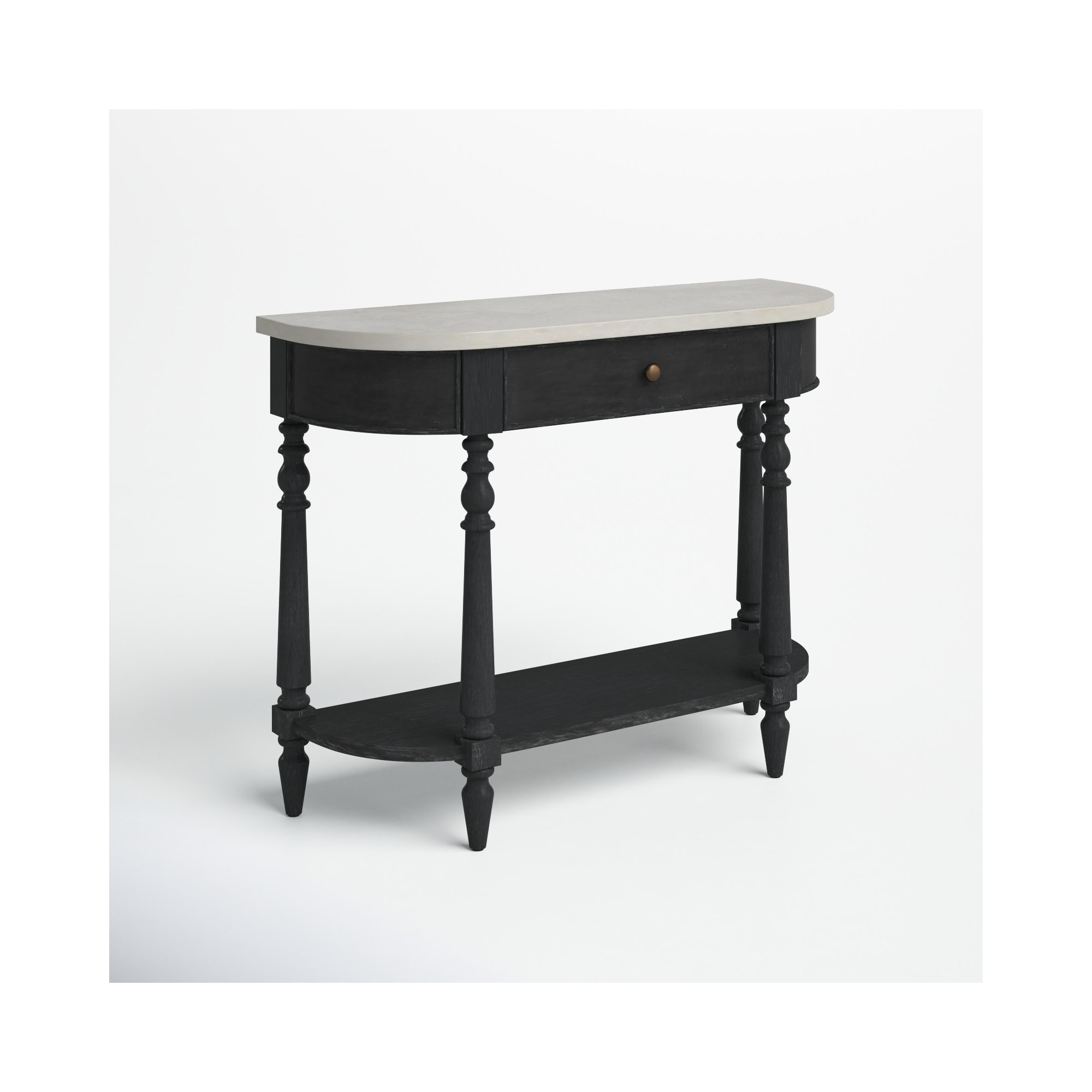 Aberdale 40'' Console Table with Marble Top, Black