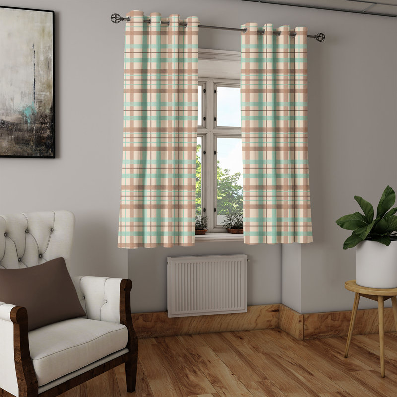 Red Barrel Studio® Ethnic Grommet Curtain Decorative 2-Panel Window Drapes, 50"x63", Mint Green Beige Umber, 50" W x 63" L