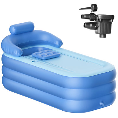 Baignoire gonflable pliante pour adultes, baignoire de glace pliable 63 "pour les sportifs, pliable portable avec pompe à air électrique, baril de trempage autoportant pour l'intérieur ou l'extérieur