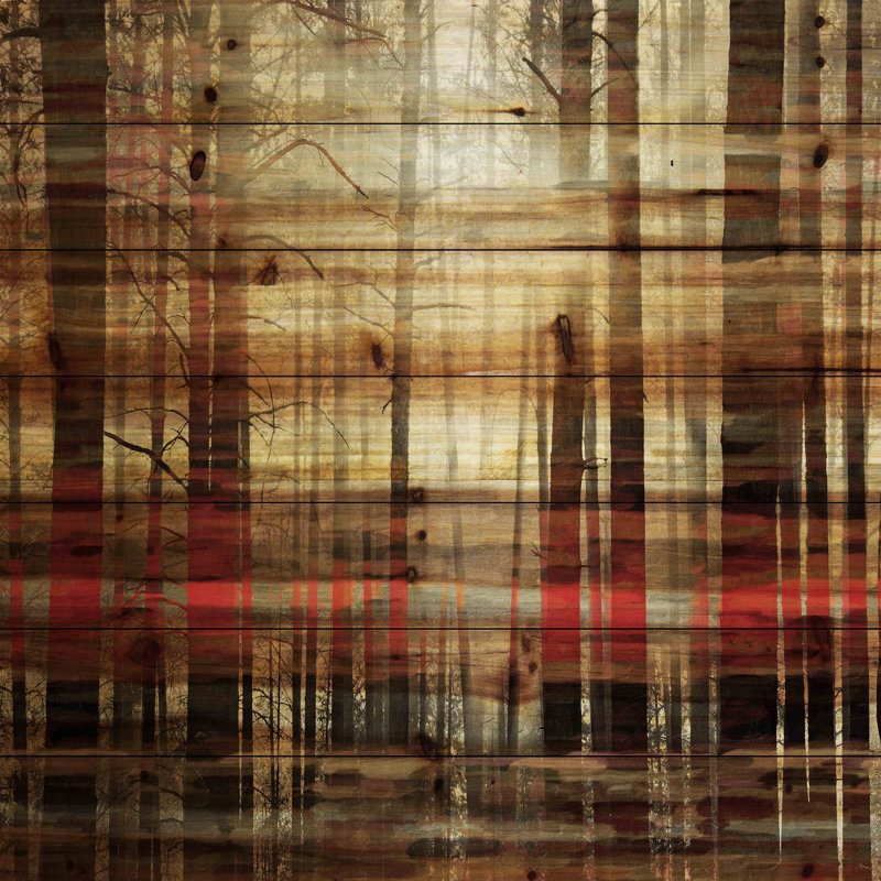 « soleil light through the trunks », reproduction d’art sur bois, H 40 po x l 40 po x P 1,5 po