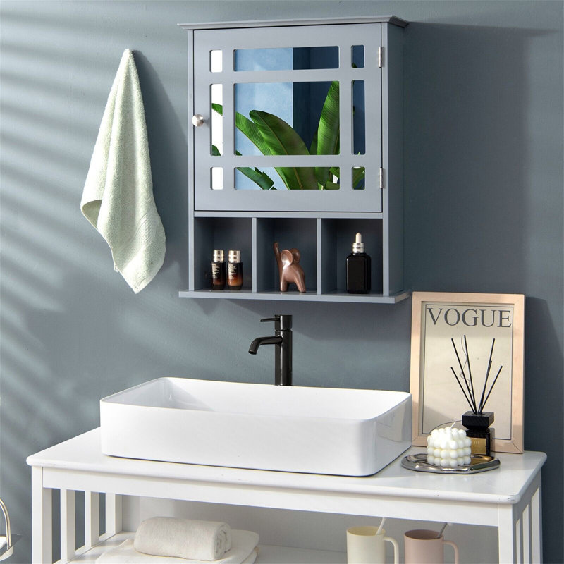 W H Wall Mounted Required Medicine Cabinet Mirror