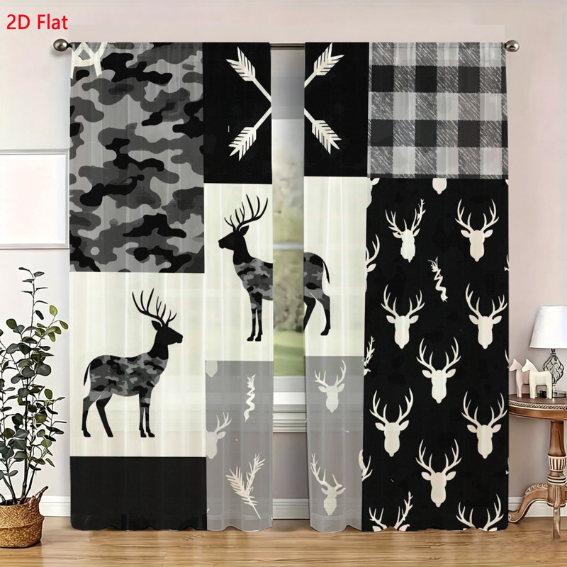 Ensemble de rideaux de fenêtre rustique 2 pièces Camo, L 42 po x H 84 po x P 2 po