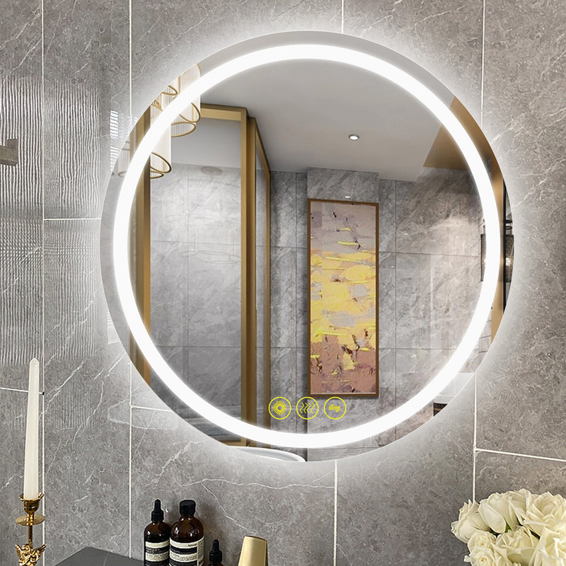 Miroir mural rond à DEL Margareth, H 28 po x l 28 po x P 1,2 po