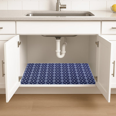 XL Under Sink Mat, Protective Cabinet Liner For Kitchen & Bathroom - Absorbent, Waterproof, Trimmable (24”x59”) (Indigo Blue) (USA Made)