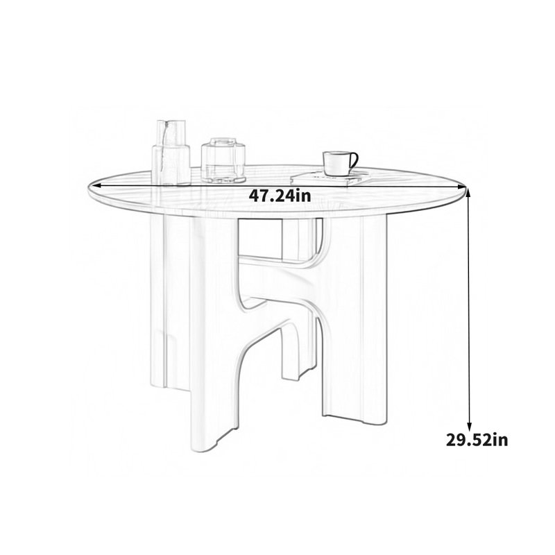 Table de salle à manger Nordic, H 29,52 po x L 47,24 po x l 47,24 po