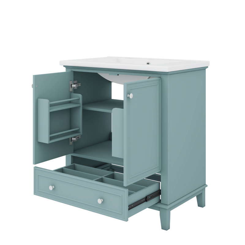 Ensemble de meuble-lavabo avec lavabo avec portes et un tiroir, Vert