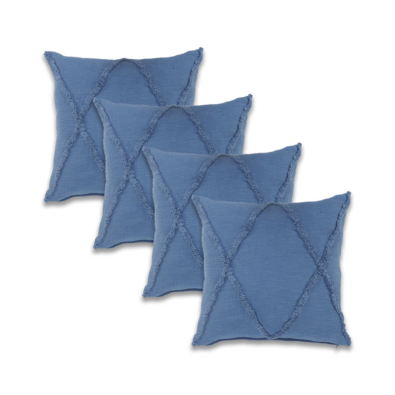 Wasson Cotton Throw Pillow, Faded Blue, 16" x 16", Polyester/Polyfill