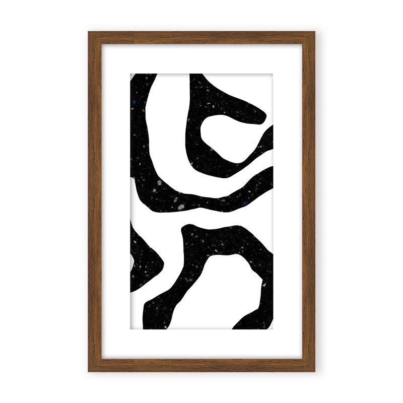 Abstract Black Gems by  - Picture Frame Painting on Paper, 36" H x 24" W x 1.125" D, Black, Framed Print
