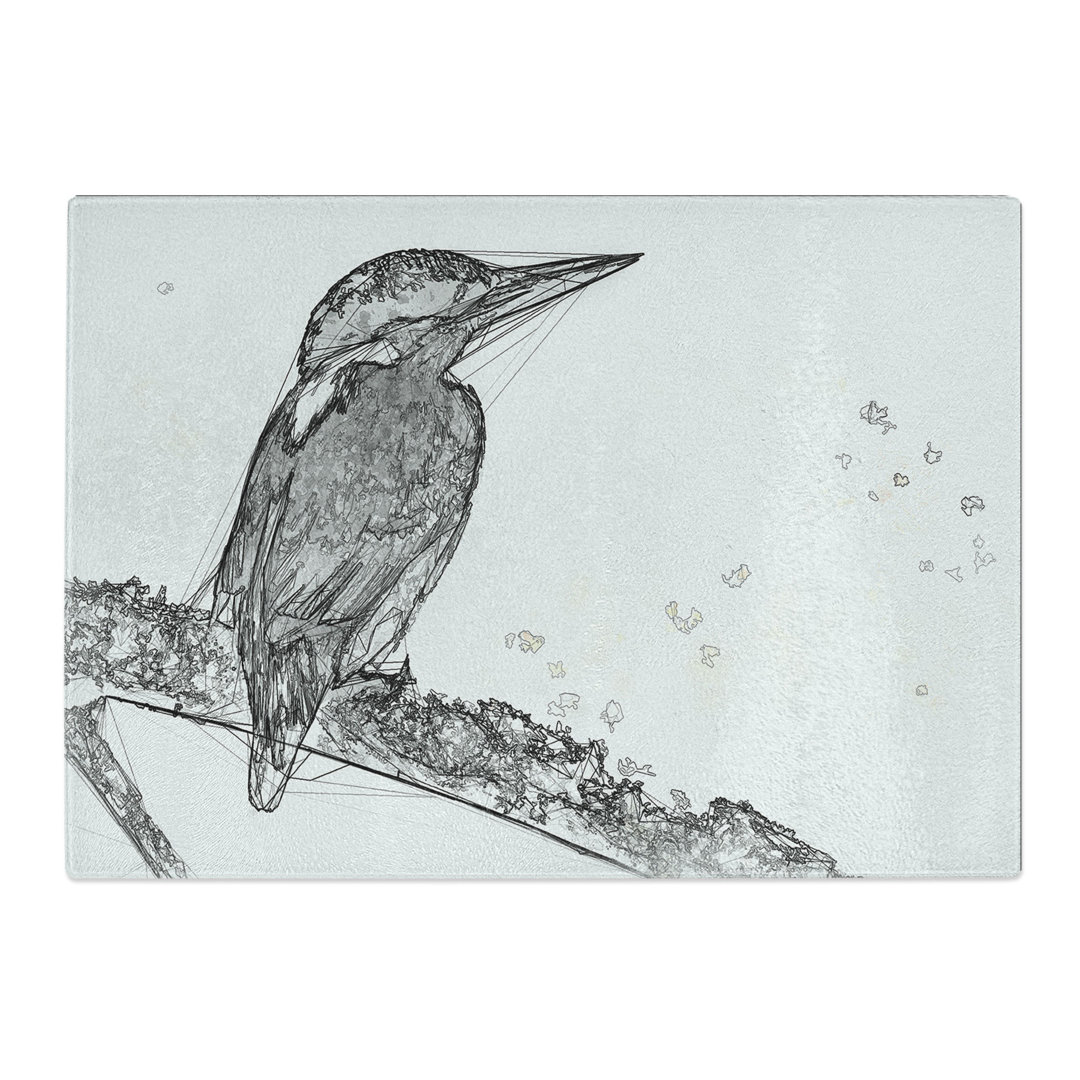 Tempered Glass Kingfisher Bird on a Branch Chopping Board