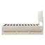 Lit plateforme simple tapissier avec lit gigogne et 3 tiroirs, tissu de lin, beige-1894447830