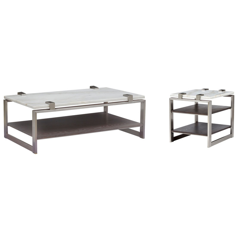 Baroda Rectangular Cocktail Table With End Table, 2 Pieces: Coffee Table, End Table