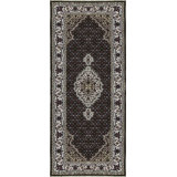 Hand-Knotted High-Quality Black and Cream Runner