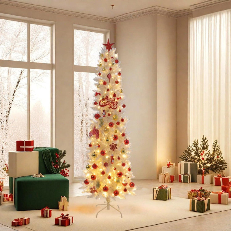 Arbre de Noël illuminé 6 pi avec 250 lumières DEL changeantes et base en métal