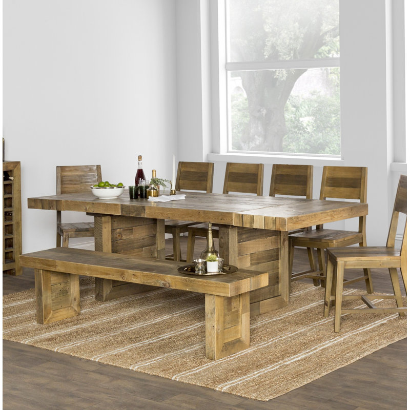 Alfa Extendable Solid Wood Dining Table, Natural