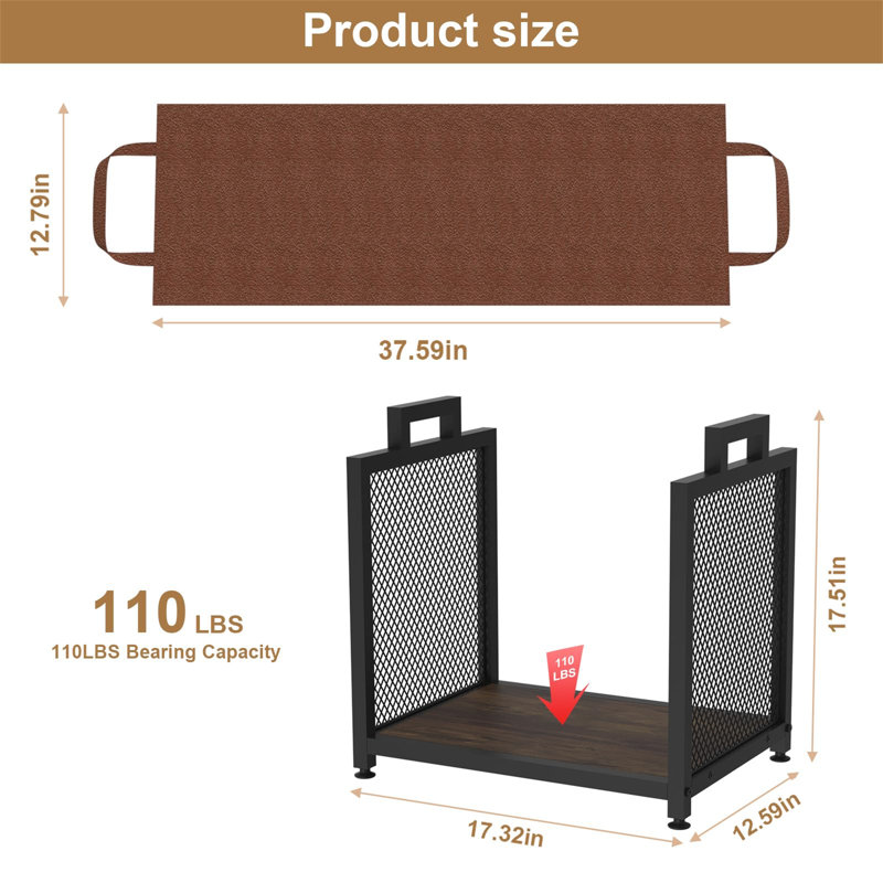 44cm W Metal Log Rack