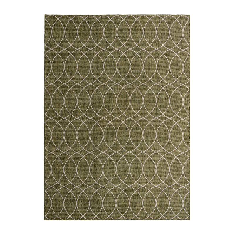 Tapis géométrique intérieur / extérieur vert, Rectangle de 10 pi x 14 pi