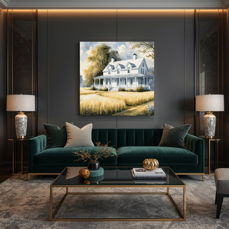«Farm Farmhouse», art mural sur toile beige, H 8 po x l 8 po