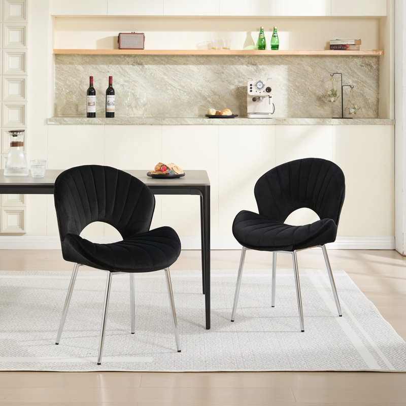 Ensemble de chaises modernes agrandies de 21,6 pouces avec pieds argentés, Noir