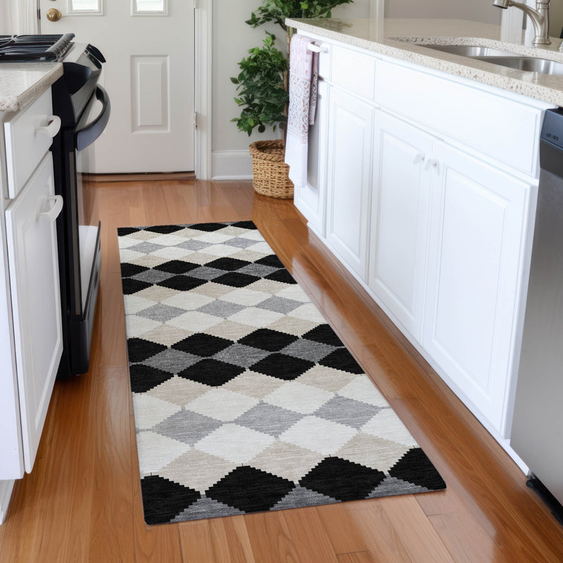 Premium Machine Washable Bunderberg AMF1007 Geometric Rug, Runner 2'3" x 7'6"