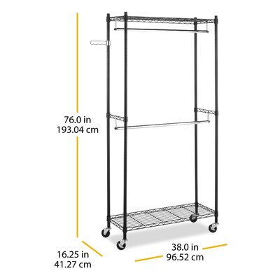 Rebrilliant Medlin 38'' Metal Rolling Clothing Rack & Reviews | Wayfair