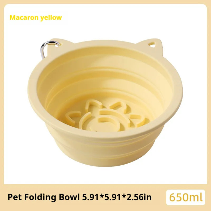 Bol pour animaux 3-en-1 pliable en silicone, Jaune