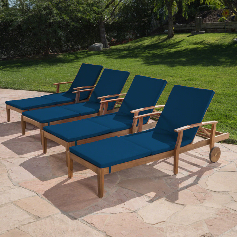 Chaise longue inclinable avec coussin Bevelyn, Bleu