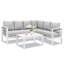 Ensemble de conversation modulaire en aluminium 4 pièces pour patio, canapé 7 places avec coussins épais et structure blanche et table basse
