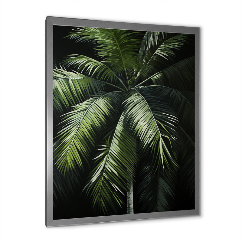 «Albali Green Minimalims Palm Trees» sur toile, H 20 po x l 12 po x P 1 po, Cadre photo argenté