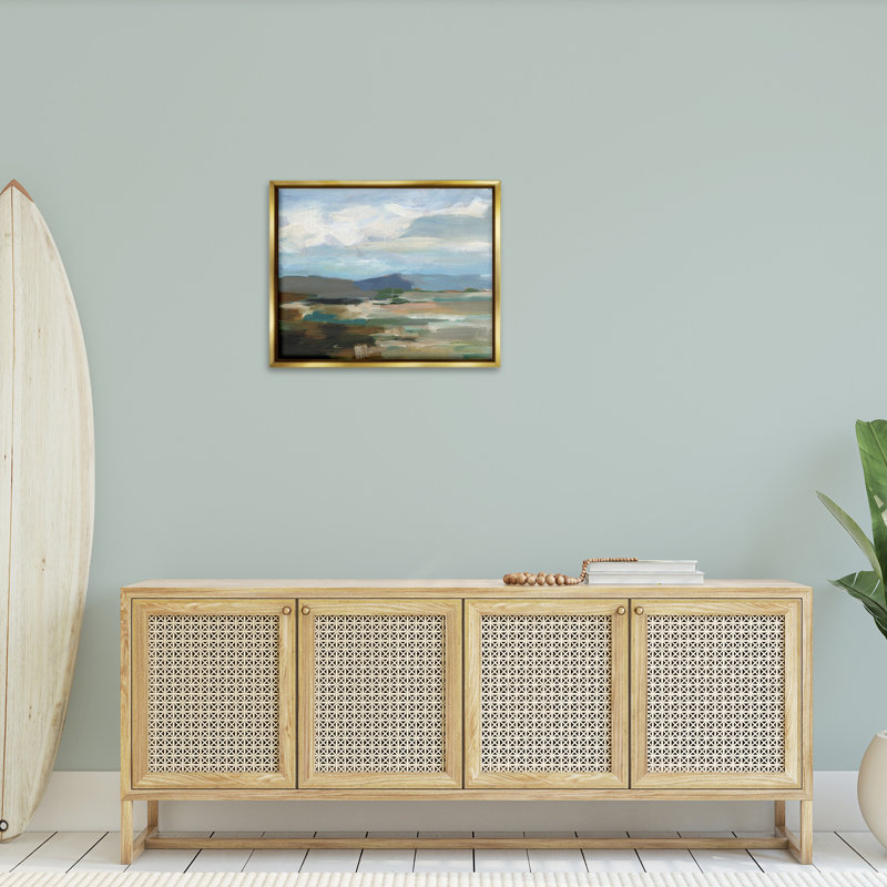 «Abstract Cloudy Mountains» par Ethan Harper sur toile, Cadre flottant métallique doré, H 25 po x l 31 po