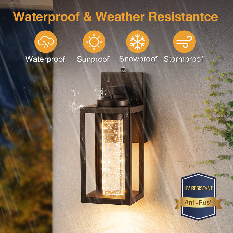 2 Pack Built-in 10W LED Outdoor Wall Sconce Lights Lantern, Oil Rubbed Bronze