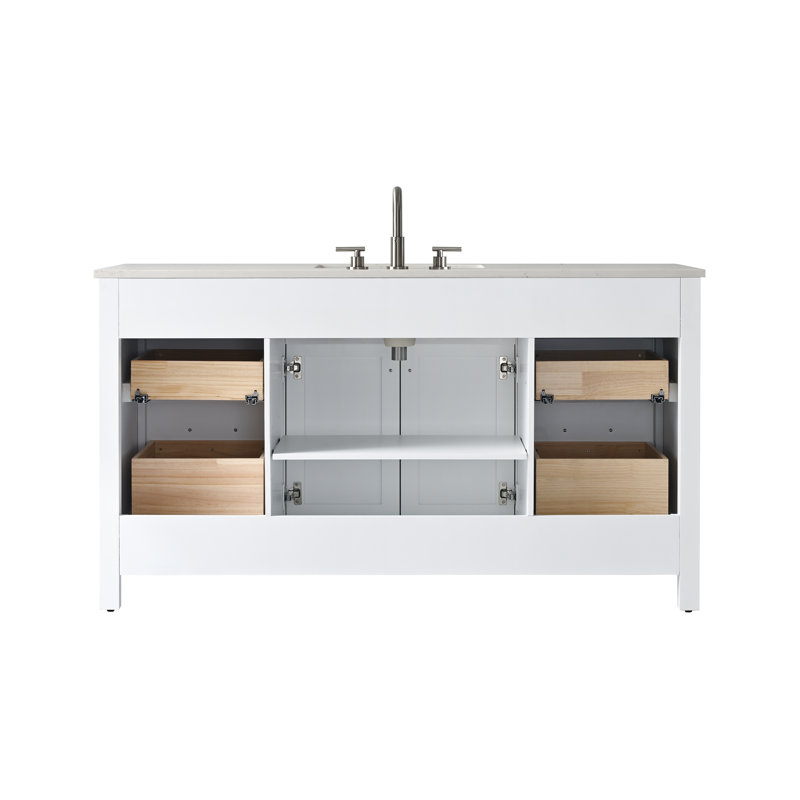 Trevor 60" W Single Vanity, White/Brushed Nickel