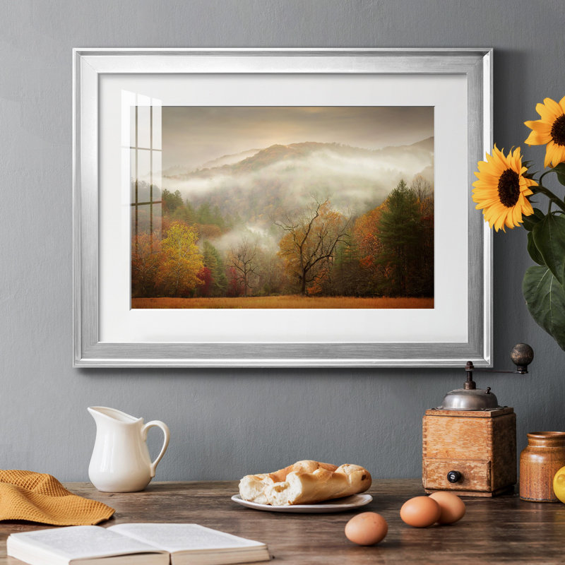 Photographie Étude d'automne brume, reproduction encadrée de qualité supérieure - prête à être accrochée, Cadre argenté