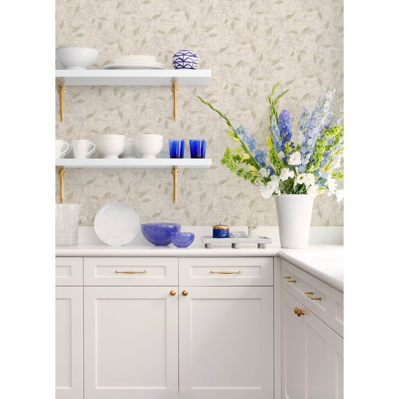Stonewall Neutral Vine Wallpaper, Ivory