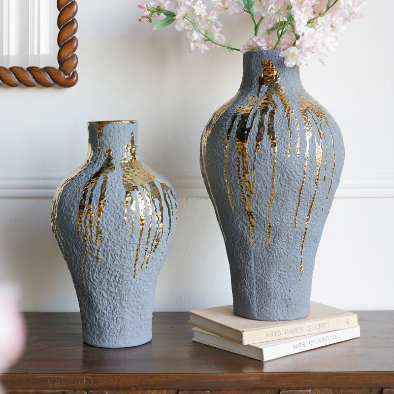 Vase décoratif en céramique 10,2 po x 10,2 po x 19,7 po