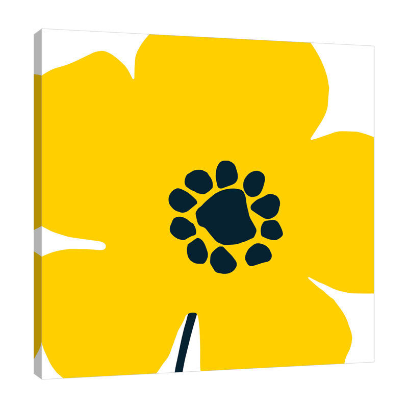 «Pop Art Floral I Yellow» par Wild Apple Portfolio - impression sur toile tendue, H 48 po x l 48 po x P 1,5 po