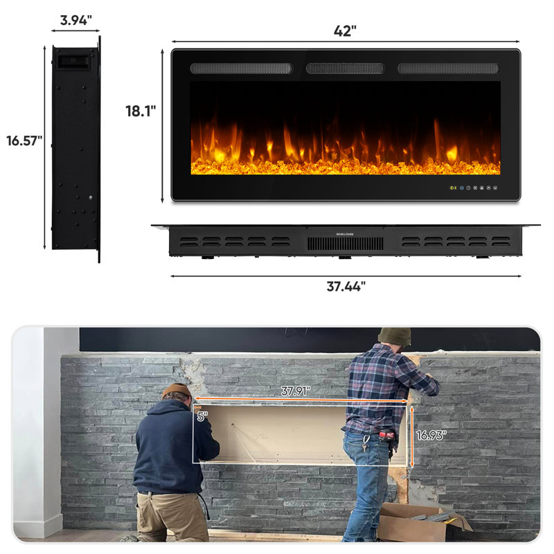 Kioneli Electric Fireplace, 18.1" H x 42" W x 3.94" D