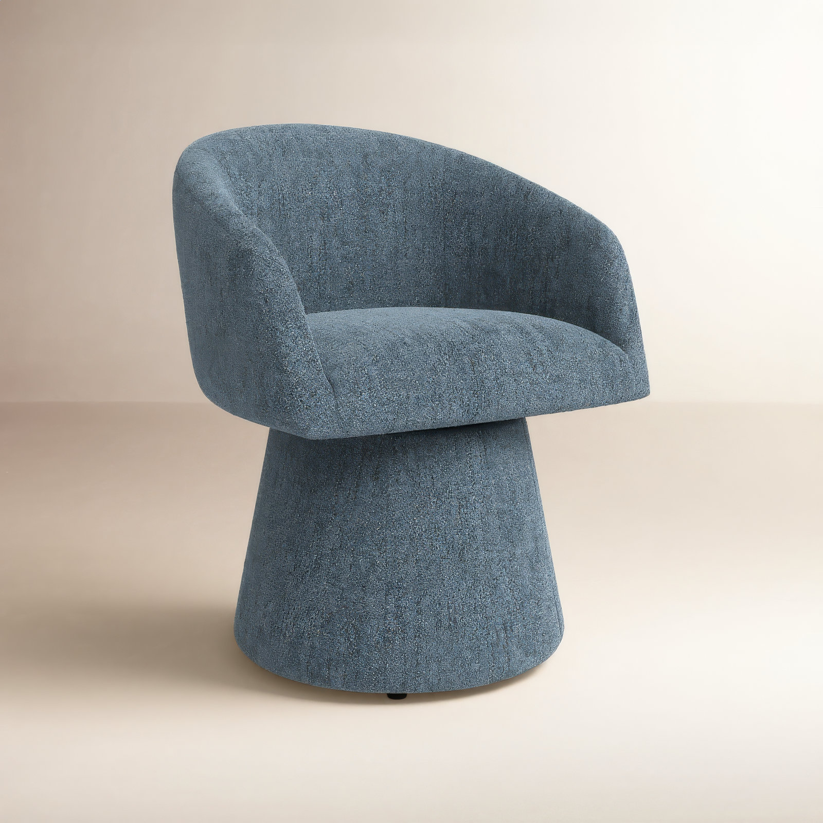 Kyo Swivel Linen Dining Armchair, Mellow Steel Blue Boucle