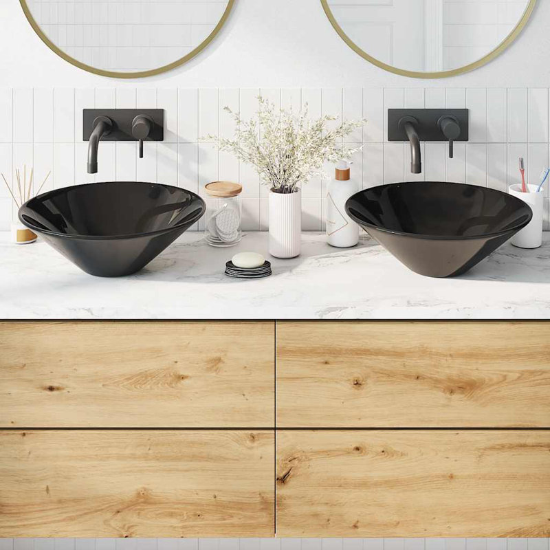 vidaXL Wash Basins Ceramic, Black