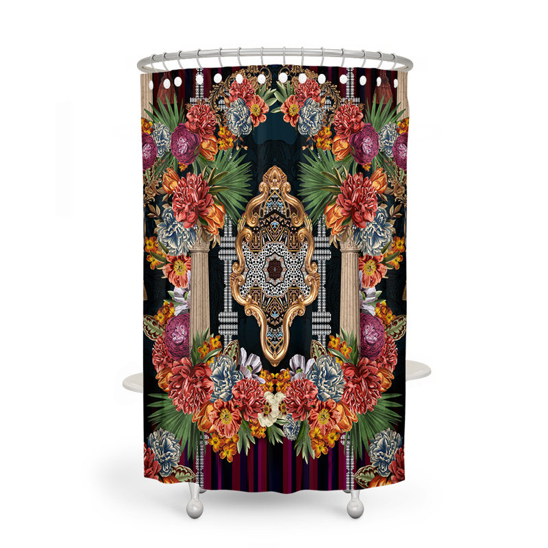 Rideau de douche simple à motif floral, H 93 po x l 70 po