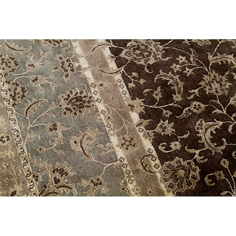 Tapis brun noué à la main de haute qualité, Rectangle 9 pi 1 po x 12 pi 4 po