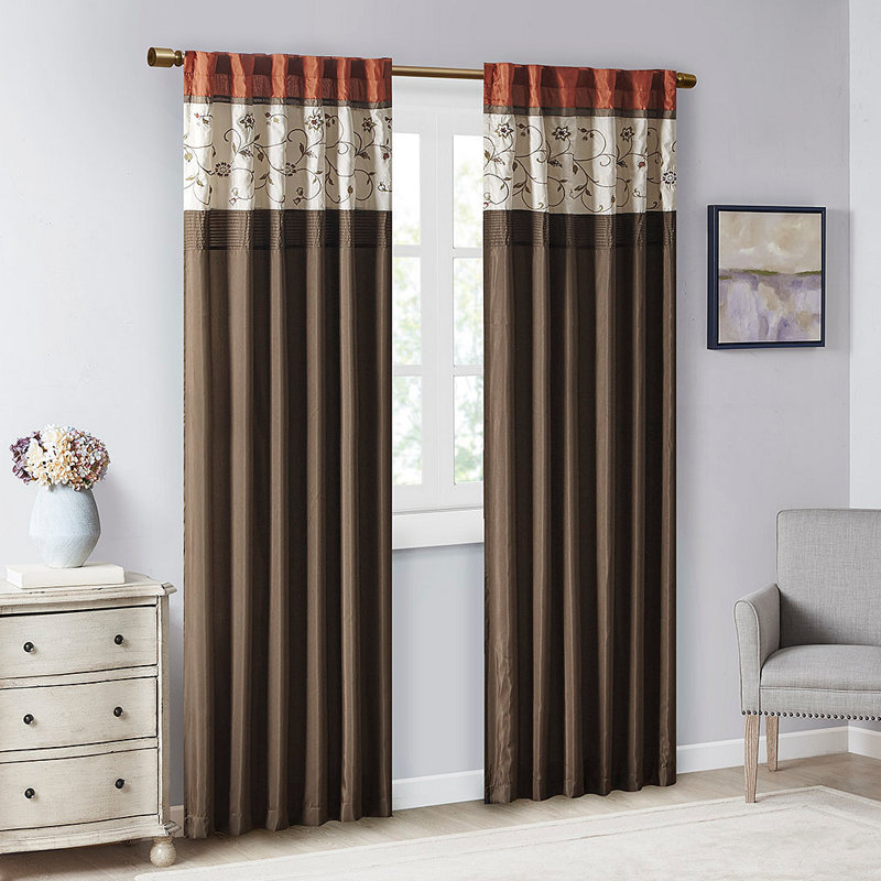 Embroidered Curtain Panel, Spice