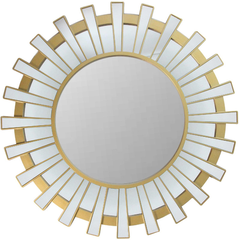 25.5" Sunburst Round Wall Mirror, Gold