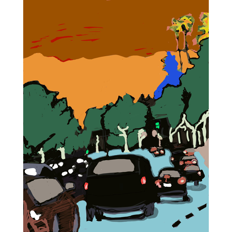 Rush Hour Sunset Boulevard Print by Deborah Blum, 21.25" H x 17.25" W x 0.875" D