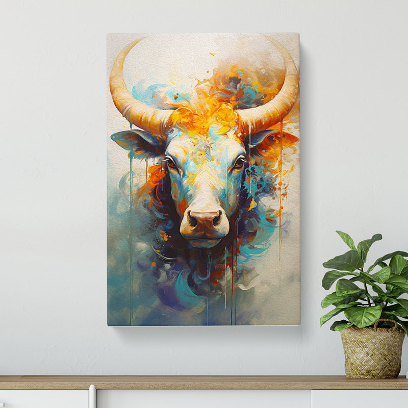 Taurus Zodiac Gestural No.2 - No Frame Print, 50cm H x 35cm W x 3cm D