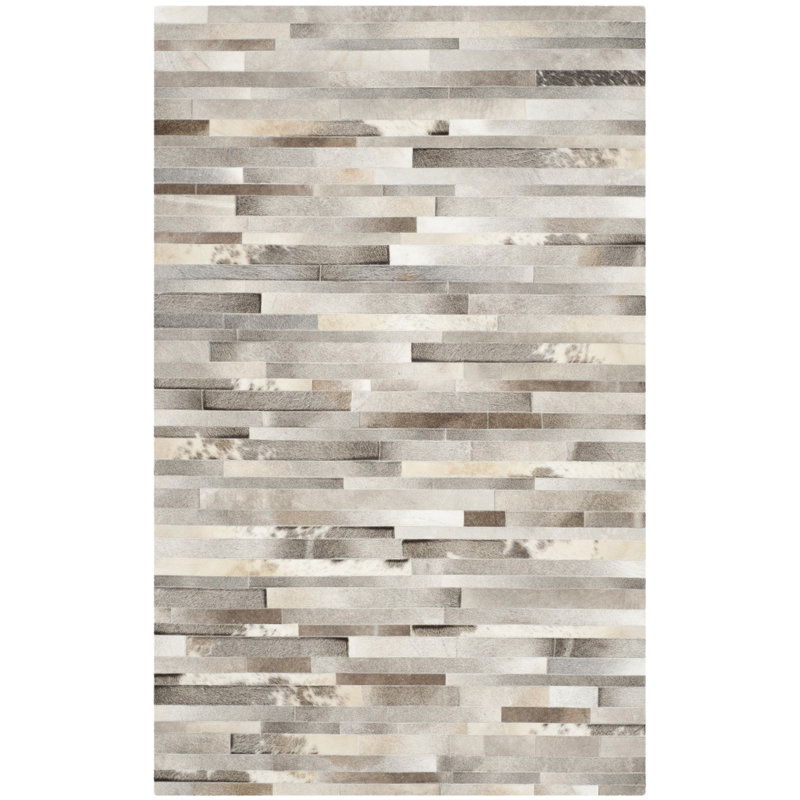 Fazeley Studio Leather Hand Woven Leather Geometric Rug, Rectangle 10' x 14'