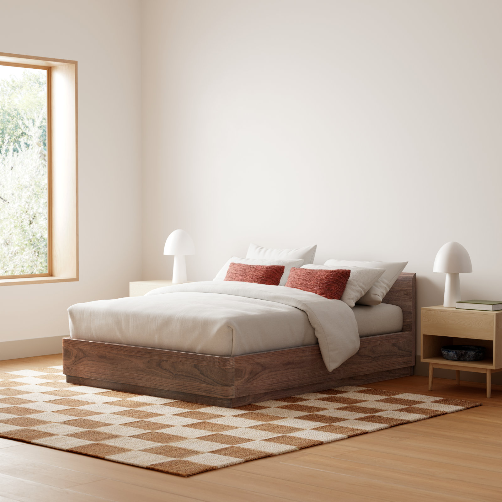 Mille Platform Bed, Queen, Walnut