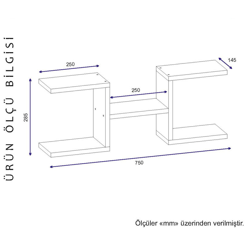 Tablette décorative 5 pièces avec tablettes réglables Sparks